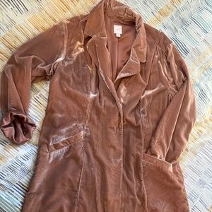 J.Jill Pink (Dusty Rose) Long Velvet Jacket, Size XL Petit